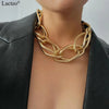 Lacteo Punk Multi Layered Gold Color Chain Choker Necklace Jewelry for Women Hip Hop Big Thick Chunky Clavicle Chain Necklace - Image 1