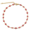 Stainless Steel Anklet Enamel Round Evil Eye Anklets Bracelets For Women Man Summer Jewelry Gifts 23cm(9") long, 1 Piece - Image 1
