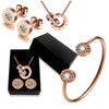 Interlocking Hoop Jewelry Kit Ladies, Rose Gold Tone Steel CZ Stone Necklace Earrings Bracelet Set Casual Daily Wear - Image 7