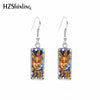 Sun and Moon Rectangular Earring Day and Night Art Fish Hook Earrings Glass Cabochon Handmade Jewelry - Image 9