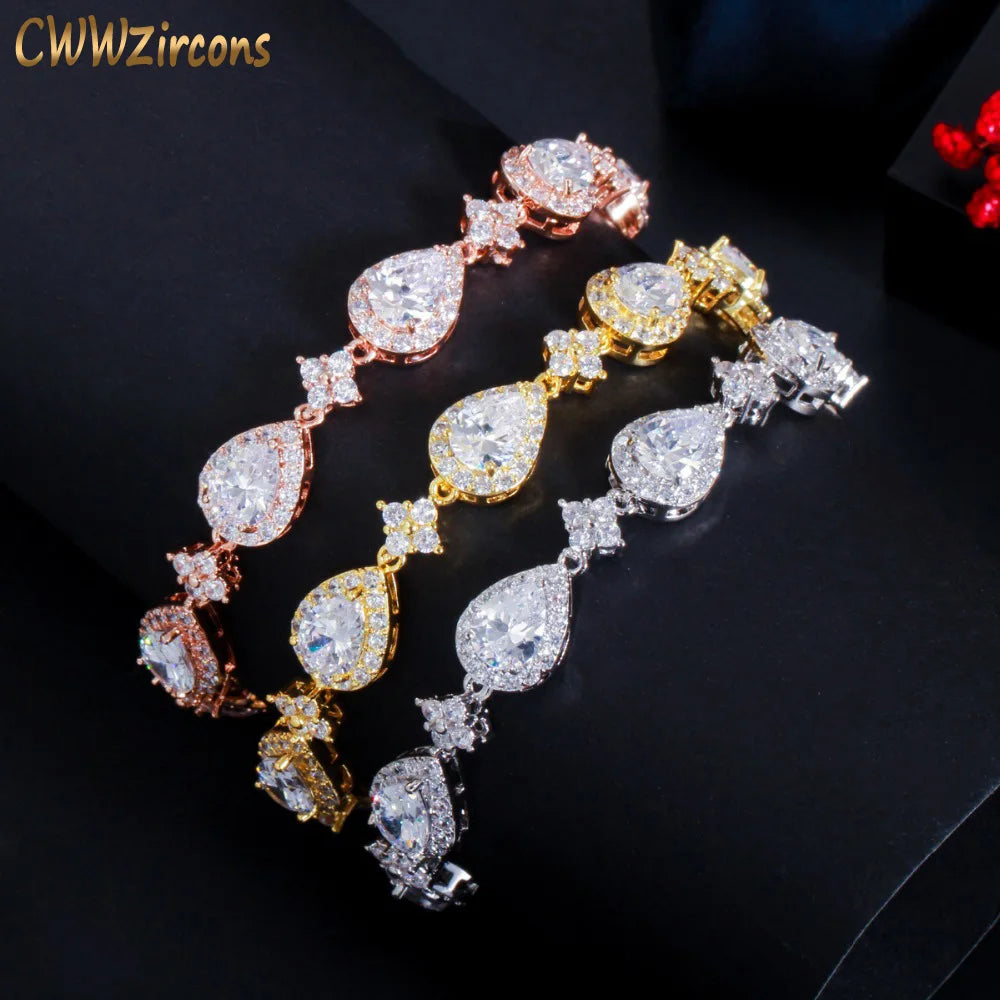Waterdrop Cubic Zirconia Tennis Bracelet in Multiple Metal Tones - Image 1