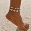 Boho Shell Turtle Handmade Anklets for Women Blue Rope Chain on Leg Natural Shell Ankle Bracelet Foot Summer Beach Jewelry - Image 1