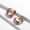 Enamel Flower Huggie Hoop Earrings for Women Vintage Boho Circle Small Earrings Statement Jewelry Gifts - Image 6
