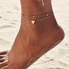 Layered Bead Anklet with Heart Charm - Image 1