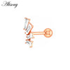 1PC Zircon CZ Leaf Heart Star Flower Ear Studs Cartilage Earring for Women Stainless Steel Small Ear Piercing Jewelry - Image 14