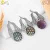 Csja Amethysts Stone Pendant Women Angel Wings Necklaces Flower of Life Necklace Wrapped Crystal Angel Caller - Image 5