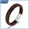 Stainless Steel Chain Leather Bracelet Men Vintage Simple Male Braid Jewelry for women - Image 1