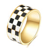 Classic Enamel Black White Checkerboard Grid Y2K Jewelry Chunky Rings For Women Stainless Steel Gemetric Dome Rings Accessories - Image 7