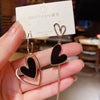 Korean Asymmetric Hollow Black Heart Dangle Earrings For Women Temperament Exaggerated Drop Earrings Party Jewelry - Image 3