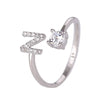 Buyee Silver Female Ring Finger White Zircon A-Z Letter Open Ring for Women Party Jewelry Circle - Image 11