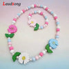 Cartoon Colorful Wooden Unicorn Flower Animal Child Sweater Necklace Bracelet Girl's Gifts Children's Jewelry 2pc - Image 5