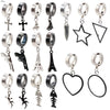 2pc Punk Stainless Steel Heart Star Cross Dangle Ear Clip Cuff Circle Earrings For Men Women No Pierced Fake Ear Jewelry - Image 1