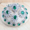 Women Bridal Jewelry Sets Silver Green Zircon Wedding Jewerly Earrings Rings Stones Bracelets Pendant Necklace Set - Image 1