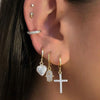 Crmya Gold Silver Filled Heart Hoop Earrings CZ Zircon Long Chain Stud Earings For Women Girls Jewelry - Image 2