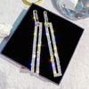 Silver Needle Long Dangle Drop Earrings for Women Jewelry Statement Shining Rectangular Punk Rock Female Earrings - Image 2