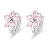Cute Star Five Pink CZ Flower Small Circle Loop Huggie Hoop Earrings For Womens Children Girls Baby Kids Anti-Allergic Jewelry - Image 1