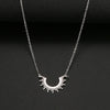 Stainless Steel Jewelry Geometric Pendant Necklace For Women Half Circle Spiked Collar Choker Chain Necklaces Gifts - Image 4