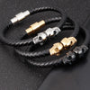 Hyperbole Men Jewelry Black Braided Leather Bracelets Stainless Steel Leahter Bracelets Cool Skull Bracelets Men Bracelet - Image 4