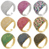 Wide Dome Pave CZ Statement Ring Gold Silver Plated Brass Multi-color Crystal Open Adjustable for Women Jewelry - Image 1