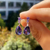Cubic Zirconia Water Drop Charm Women Drop Earring Wedding Band Jewelry White/Purple Earrings - Image 1