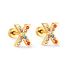 Stainless Steel Initials Letters A-Z Stud Earrings For Women Girls Gold Color Cubic Zirconia Small Mini Earrings Gifts - Image 13