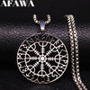 Viking Compass Helm Rune Amulet Necklace Silver Color Stainless Steel Symbol of Protection Necklace Pagan Jewelry N7024S01 - Image 8