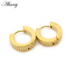2pcs Gear Stripe Stainless Steel Women Men Huggies Ear Cuff Buckle Circle Hoop Earring Unisex Piercing Jewelry - Image 9