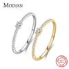 Silver Simple Square Clear CZ Charm Gold Color Finger Rings For Women Wedding Engagement Jewelry - Image 1