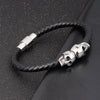 Hyperbole Men Jewelry Black Braided Leather Bracelets Stainless Steel Leahter Bracelets Cool Skull Bracelets Men Bracelet - Image 3