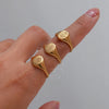 Stainless Steel Gold Plated Engraving Wildflower Tea Leaf Lavender Sunflower Signet Rings For Women - Image 13