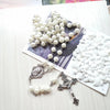 Long Pearl-Style Rosary Necklace with Cross Pendant - Image 7