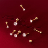 Round Cubic Zirconia Stud Earrings with Simple Bead Setting - Image 6