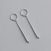 Silver Color Long Strip Hoop Earrings for Women French Gold Silver Waterdrop Earrings Jewelry - Image 8