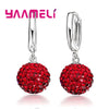Silver Earrings Austrian Crystal Pave Disco Ball Hoop Lever Back Huggie Women Girls Jewelry - Image 17