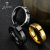 6mm Simple Women Men Ring Stainless Steel Black Gold Color Charms Rings for Party - Image 1