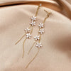Women Resin Flower Rhinestone Tassel Long Earrings Drop Dangle Earrings Wedding Party Jewelry Accessories Gifts - Image 5
