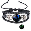12 Zodiac Sign Glow in The Dark bracelet Bangle For Women Men Glass Constellations Charm Leather Rope Chains Jewelry - Image 18