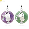 Jade Necklace Stones Pendant Flower Leaf Amethyst Rose Pink Quartz Black Onyx Crystal Donut Necklaces Jewelry - Image 2