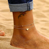Two Layers Chain Heart Style Gold/Silver Color Anklets For Women Bracelets Summer Barefoot Sandals Jewelry On Foot Leg - Image 7