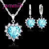 Wding Engagement Anniversary Gift Jewelry Sets Silver Color Stamped Heart Pendant Hoop Earrings for Women Girls - Image 2