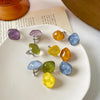 Retro Irregular Diamond Crystal Clip on Earrings Personality Simple Candy Color Ripple Ear Clips for Non Pierced Women - Image 1