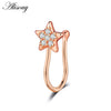 1pc Zirconia Fake Piercing Clip Nose Ring Body Jewelry for Women Ear Cuffs Heart Cross Star Leaf Flowers Clip Nose Rings - Image 24