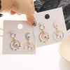 Moon Stars Rabbit Dangle Earrings For Women Flower Kitten Fishbone Crystal Pearl Asymmetrical Earring Party Jewelry - Image 3