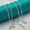 Doteffil Silver 40-75cm Chain Big Dragonfly Pendant Necklace For Women Wedding Engagement Party Jewelry - Image 2