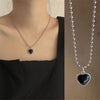 Kpop Black Heart Necklace French Metal Love Clavicle Chain Korean Simple Female Short Pendanklace Female Short Pendant for Women - Image 4