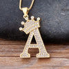 Copper Zircon A-Z Crown Alphabet Pendant Chain Necklace Hip-Hop Style Woman Man Initial Name Jewelry - Image 1