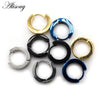 2pcs Gear Stripe Stainless Steel Women Men Huggies Ear Cuff Buckle Circle Hoop Earring Unisex Piercing Jewelry - Image 4