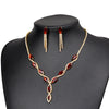 Gold Color Red Crystal Wedding Party Jewelry Sets for Women Accessories Charm Necklace Earrings Bridal Jewelry Sets - Image 4