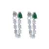 Green Tear Drop Cubic Zirconia CZ Station Link Tassel Chain Women Dangle Earring - Image 9