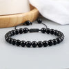 Black Bead Bracelet with 4 mm 6 mm or 8 mm Beads and Adjustable Fit - Image 2